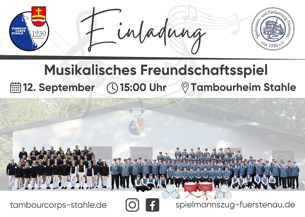 Einladung zum Musikalischen Freundschaftsspiel in Stahle!
